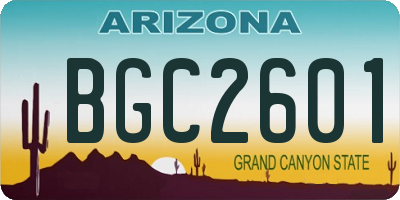 AZ license plate BGC2601