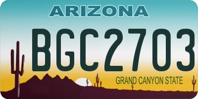 AZ license plate BGC2703