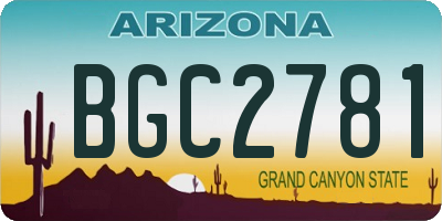 AZ license plate BGC2781