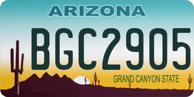 AZ license plate BGC2905
