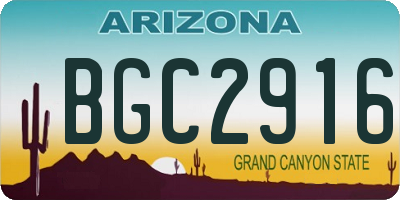 AZ license plate BGC2916