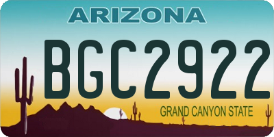 AZ license plate BGC2922