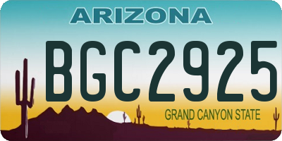 AZ license plate BGC2925