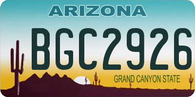 AZ license plate BGC2926