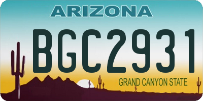 AZ license plate BGC2931