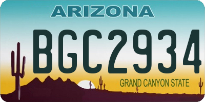 AZ license plate BGC2934