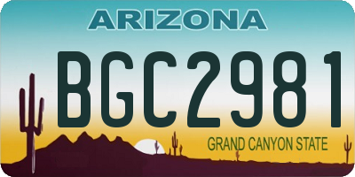 AZ license plate BGC2981
