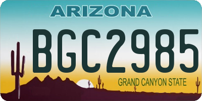AZ license plate BGC2985