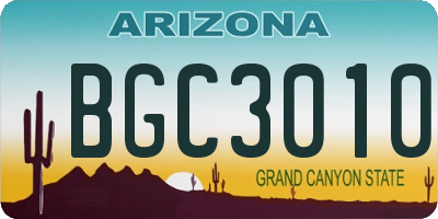 AZ license plate BGC3010