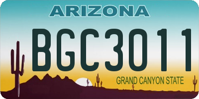 AZ license plate BGC3011