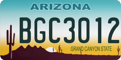 AZ license plate BGC3012