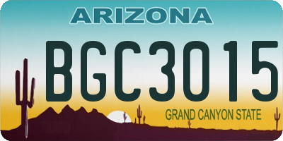 AZ license plate BGC3015