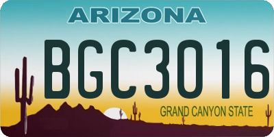 AZ license plate BGC3016