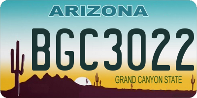 AZ license plate BGC3022