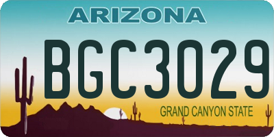 AZ license plate BGC3029