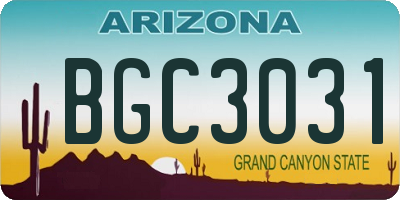 AZ license plate BGC3031