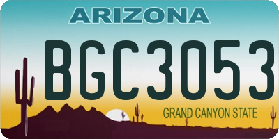 AZ license plate BGC3053