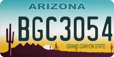 AZ license plate BGC3054