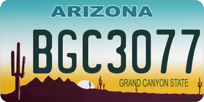 AZ license plate BGC3077