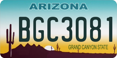 AZ license plate BGC3081