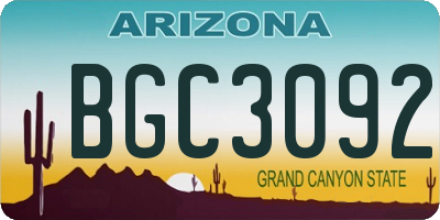 AZ license plate BGC3092