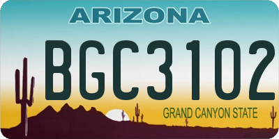 AZ license plate BGC3102