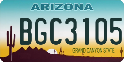 AZ license plate BGC3105