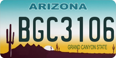 AZ license plate BGC3106