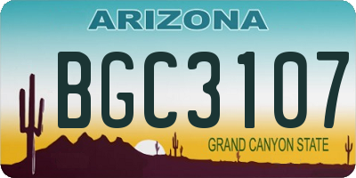 AZ license plate BGC3107