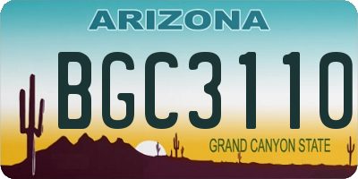 AZ license plate BGC3110