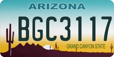 AZ license plate BGC3117