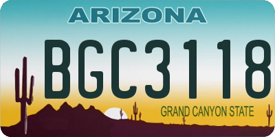 AZ license plate BGC3118