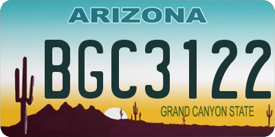 AZ license plate BGC3122