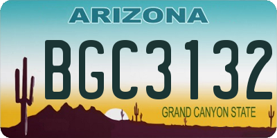 AZ license plate BGC3132