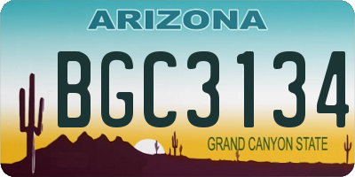 AZ license plate BGC3134