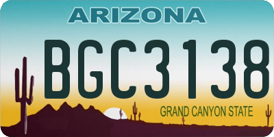 AZ license plate BGC3138