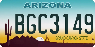 AZ license plate BGC3149