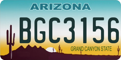 AZ license plate BGC3156