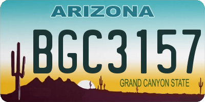 AZ license plate BGC3157
