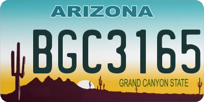 AZ license plate BGC3165
