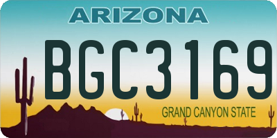 AZ license plate BGC3169