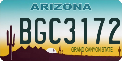 AZ license plate BGC3172