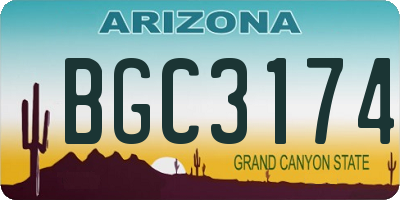 AZ license plate BGC3174