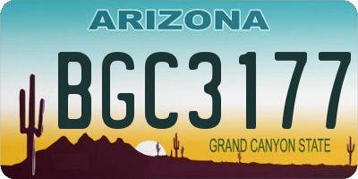 AZ license plate BGC3177