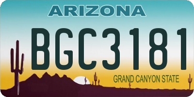 AZ license plate BGC3181