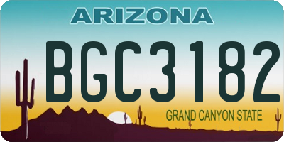 AZ license plate BGC3182