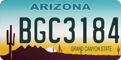 AZ license plate BGC3184