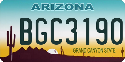 AZ license plate BGC3190