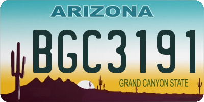 AZ license plate BGC3191