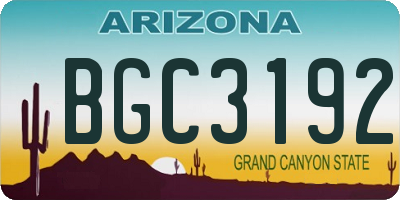AZ license plate BGC3192